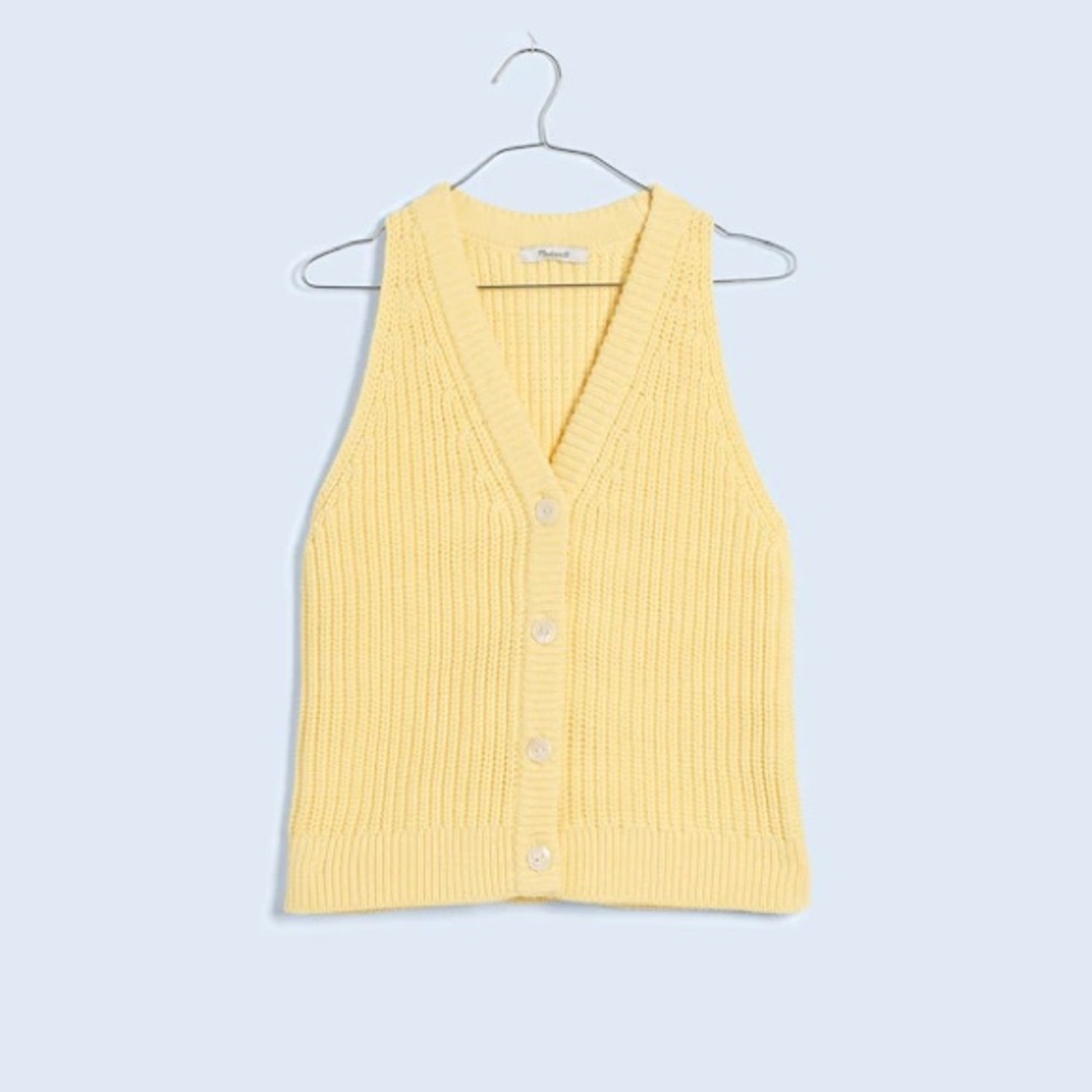 Madewell Cutaway Sweater Vest Yellow